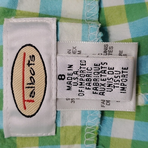 TALBOTS CHECKED BLUE AND GREEN PANTS. Size‎ 8. Side zipper. - Picture 7 of 9